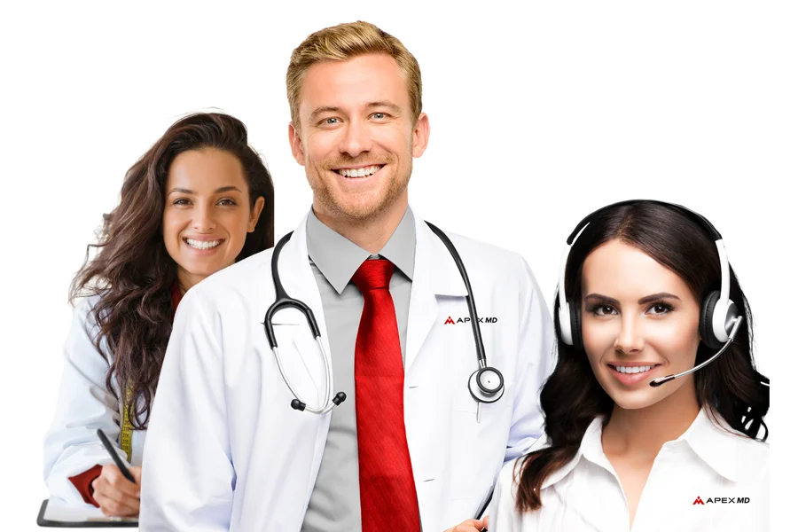 Apex MD concierge care team: a physician, a nutrition specialist and a patient care coordinator