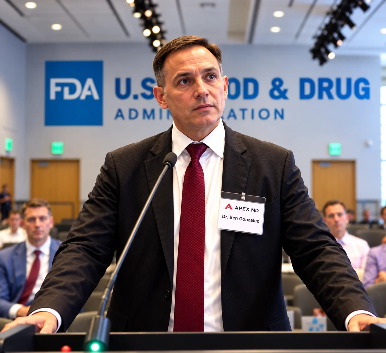 Apex MD's Dr. Ben Gonzalez speaking at the FDA