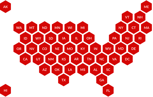 Map of all 50 states and DC