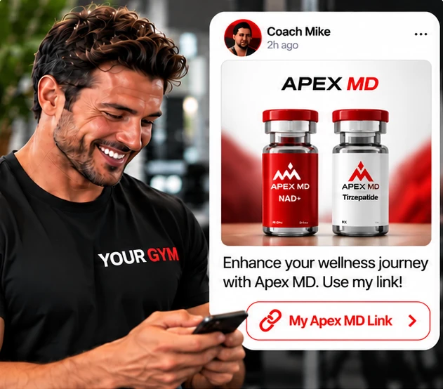 Coach posting his Apex MD link on social media